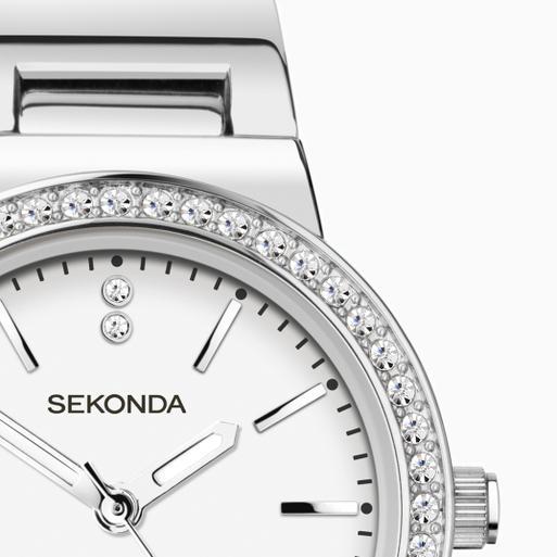 Sekonda Day To Night Ladies Watch | Silver Case & Alloy Bracelet with White Dial | 40077